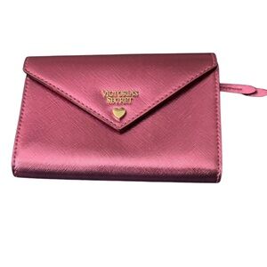 Victoria's Secret Metallic Pink Wallet with Gold Toned Hardware